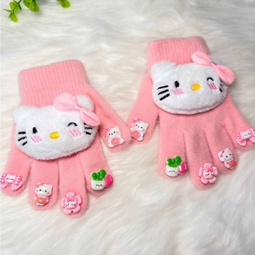 Cute‎ Hello Kitty Kids Fuzzy Gloves